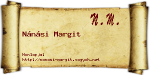 Nánási Margit névjegykártya